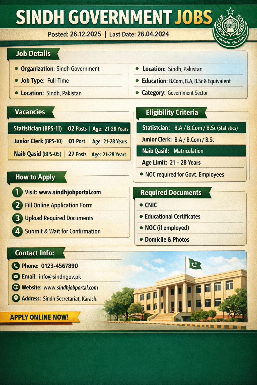 Latest Sindh Government Jobs 2025